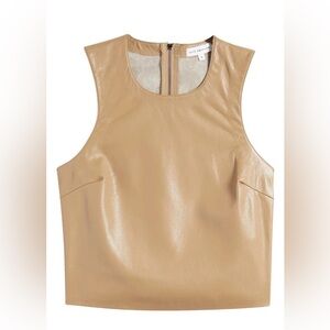 Good American Tan Leather Tank Top